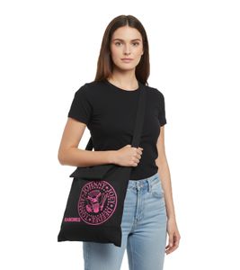 Borsa da donna con cappuccio integrato, borsa in cotone, borsa a mano, LB103080RAM, nero/rosa Borsa da donna con cappuccio integrato, borsa in cotone, borsa a mano, LB103080RAM, nero/rosa