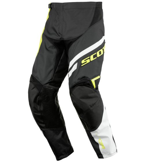 Pantaloni da motocross SCOTT Pant 350 per bambini, abbigliamento sportivo, con ginocchia in pelle e chiusura a cricchetto, 240924 1043, nero/giallo/bianco