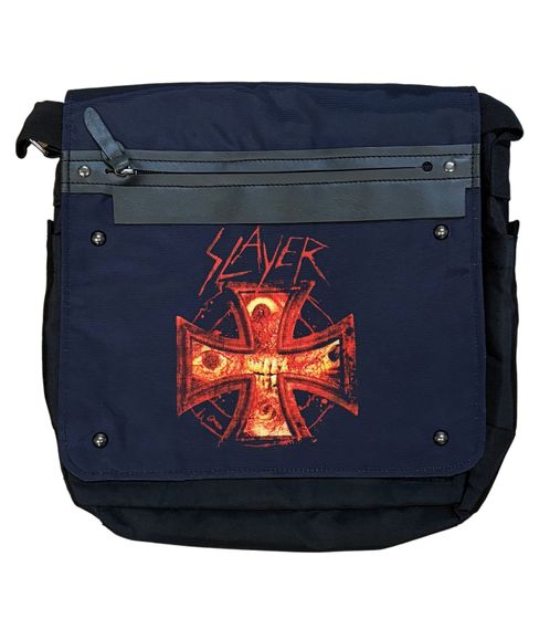 Slayer Metal Band Shoulder Bag, Messenger Bag, Laptop Bag, Fan Merchandise, 37 x 32 x 4 cm, Black/Red