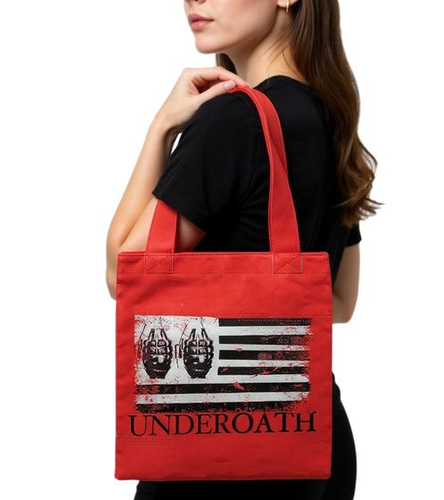 Underoath Metalcore-Band Umhänge-Tasche stylische Einkaufstasche Fan-Artikel 31 x 33 x 3 cm LB1071901UND Rot/Schwarz/Weiß