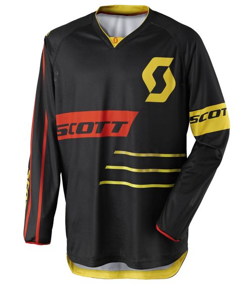 SCOTT Jersey 350 Herren Moto-Cross Trikot langärmliges Bike-Shirt mit gepolsterten Ellenbogen 246905 1040 Schwarz/Gelb/Orange