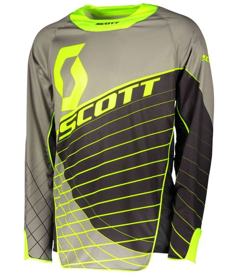 Maillot de motocross Scott Enduro pour homme, manches longues, avec coudes rembourrés, 263429 1040 Gris/Jaune Fluo/Noir