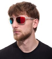 adidas Sport Herren Sonnen-Brille mit rot/orangenen Gläsern und transparenten Bügeln Lauf-Brille EW36 Transparent