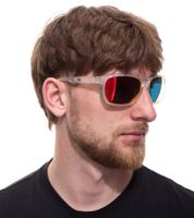 adidas Sport Herren Sonnen-Brille mit rot/orangenen Gläsern und transparenten Bügeln Lauf-Brille EW36 Transparent