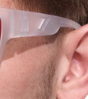 adidas Sport Herren Sonnen-Brille mit rot/orangenen Gläsern und transparenten Bügeln Lauf-Brille EW36 Transparent