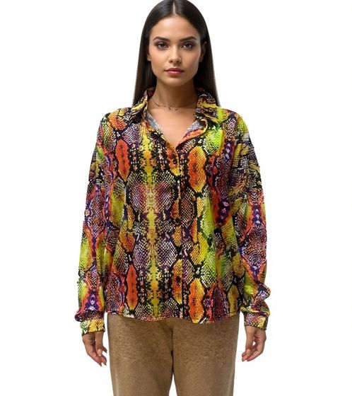 Aniston CASUAL Damen Sommer-Bluse mit stylischen Design Langarm-Shirt Frühlings-Bluse 78337452 Bunt