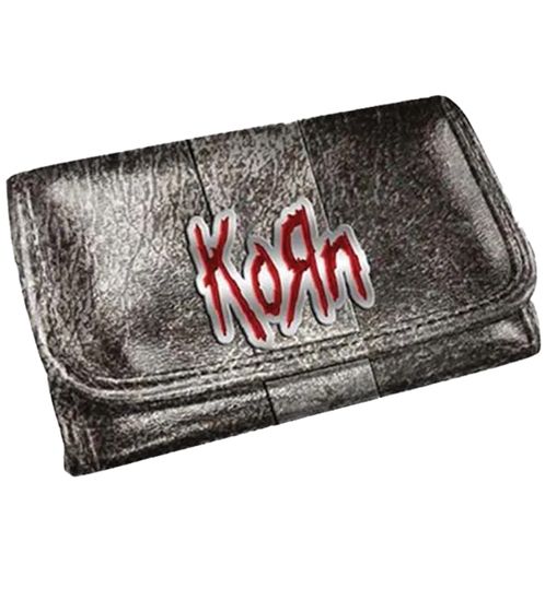 Portafoglio Korn Band dal look accattivante con logo, argento