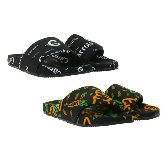 Carrots Slides Summer Shoes Men's Slip-On Mules Black/Orange or Orange/Green
