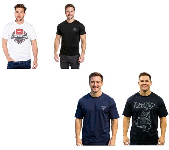 Lot de 2 t-shirts U.S. SPORT AMERICA pour homme, basiques en coton, col rond, manches courtes, noir/blanc ou noir/bleu