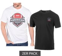 Lot de 2 t-shirts U.S. SPORT AMERICA pour homme, basiques en coton, col rond, manches courtes, noir/blanc ou noir/bleu Lot de 2 t-shirts U.S. SPORT AMERICA pour homme, basiques en coton, col rond, manches courtes, noir/blanc ou noir/bleu