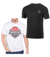 Lot de 2 t-shirts U.S. SPORT AMERICA pour homme, basiques en coton, col rond, manches courtes, noir/blanc ou noir/bleu Lot de 2 t-shirts U.S. SPORT AMERICA pour homme, basiques en coton, col rond, manches courtes, noir/blanc ou noir/bleu
