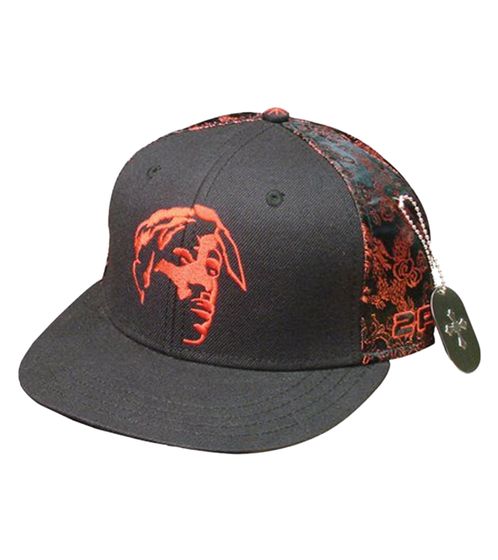 Tupac Women's and Men's Hip Hop Cap with Tupac Embroidery, Flat-Rim TC108517TUP4, Black/Red