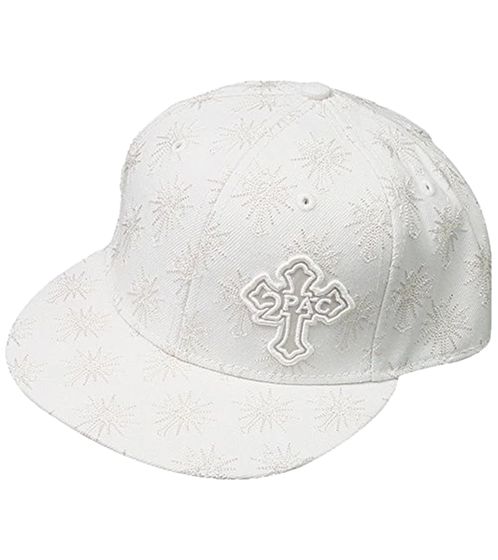 Casquette hip-hop Tupac pour femme et homme avec broderie croix, bord plat TC108767TUP4, blanche