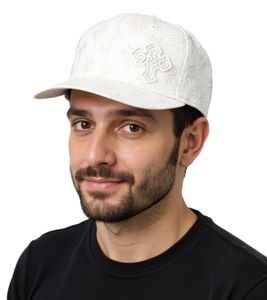Gorra de hip hop de Tupac para mujer y hombre con bordado de cruz, ala plana TC108767TUP4 blanca Gorra de hip hop de Tupac para mujer y hombre con bordado de cruz, ala plana TC108767TUP4 blanca