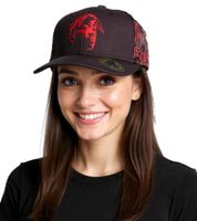 Tupac Women's and Men's Hip Hop Cap with Tupac Embroidery, Flat-Rim, TC108517TUP3, Black/Red Tupac Women's and Men's Hip Hop Cap with Tupac Embroidery, Flat-Rim, TC108517TUP3, Black/Red