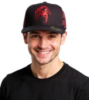 Tupac Women's and Men's Hip Hop Cap with Tupac Embroidery, Flat-Rim, TC108517TUP3, Black/Red Tupac Women's and Men's Hip Hop Cap with Tupac Embroidery, Flat-Rim, TC108517TUP3, Black/Red