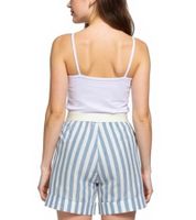 DELMAO Women's Belted Shorts with Striped Look and Side Pockets 82611938 Blue/White DELMAO Women's Belted Shorts with Striped Look and Side Pockets 82611938 Blue/White