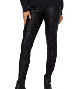 ONLY Polly Damen Leggins Schlupf-Hose im Schlangenlook enganliegende Party-Hose 2908 2738 Schwarz/Blau