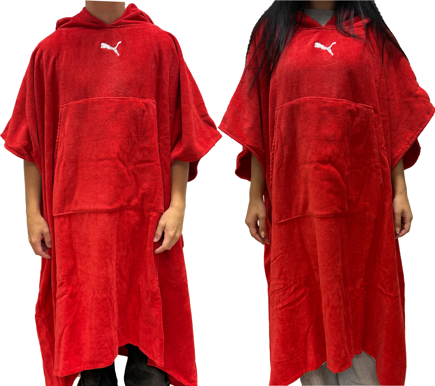 PUMA Unisex Badeponcho mit Kängurutasche Bademantel Morgen-Mantel 660009 01 Rot