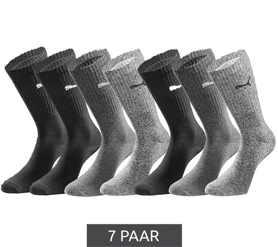 7 Pairs of PUMA Sports Socks with Padded Foot Area, Tennis Socks, Breathable Socks, Extra Soft Cuff, 701222094 002 Black/Anthracite/Heathered Gray