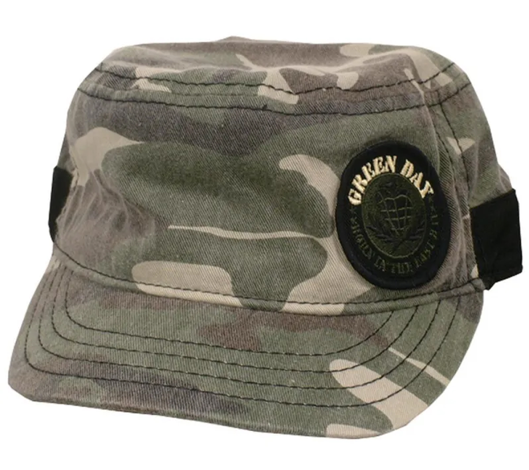 GREEN DAY Unisex Punkrock-Band Baumwoll-Cap im Kadetten Style Camouflage-Muster FC103707GRN Grün/Schwarz