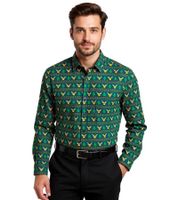 Camicia a maniche lunghe da uomo con motivo natalizio, camicia in cotone 961600 Verde Camicia a maniche lunghe da uomo con motivo natalizio, camicia in cotone 961600 Verde