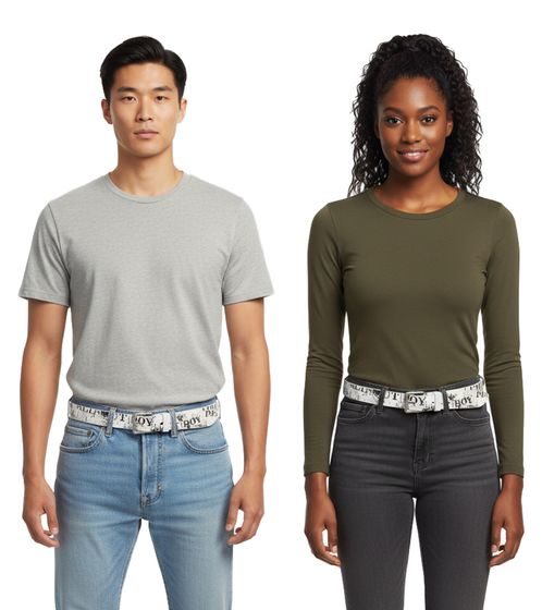 Fall Out Boy Rockband Leder-Gürtel mit Fall Out Boy-Schriftzug Freizeit-Gürtel BT103233FOB3 Weiß