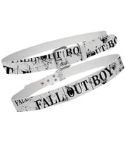 Fall Out Boy Rockband Leder-Gürtel mit Fall Out Boy-Schriftzug Freizeit-Gürtel BT103233FOB3 Weiß