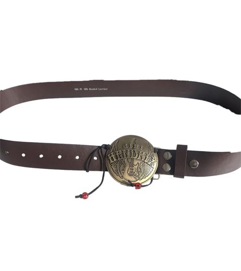 Cintura Jimi Hendrix da donna o da uomo, elegante cintura in pelle con fibbia con logo, cintura casual, marrone