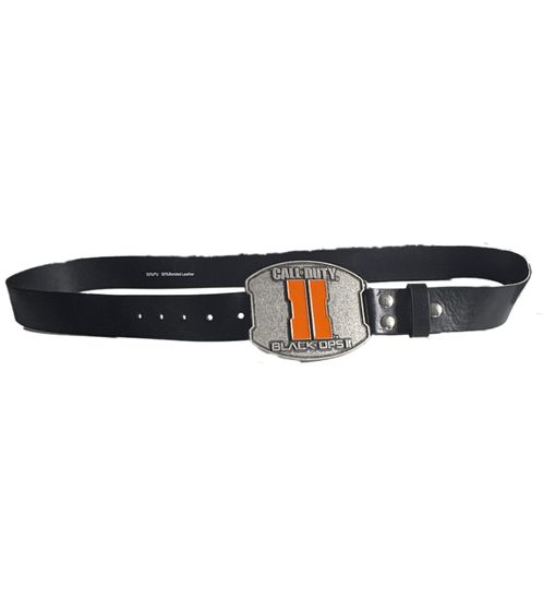 Call of Duty Black Ops II Belt for Men or Women, Leather Belt with Logo Buckle, Casual Belt, Black