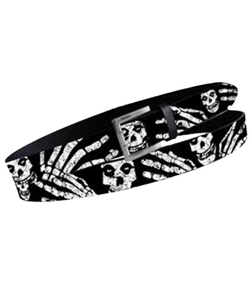 Misfits Punk Band Belt, Women's or Men's Leather Belt, Adjustable Casual Belt, BT102610MIS4, Black