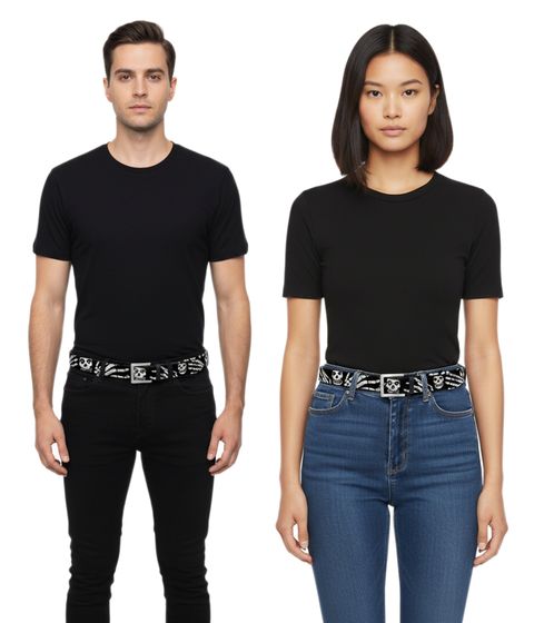 Misfits Gürtel der Punkband Damen oder Herren Leder-Gürtel verstellbarer Freizeit-Gürtel BT102610MIS4 Schwarz