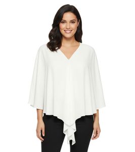Camicetta avvolgente da donna sheego con maniche lunghe a 3/4 a punta, taglie forti 134978 Bianco Camicetta avvolgente da donna sheego con maniche lunghe a 3/4 a punta, taglie forti 134978 Bianco