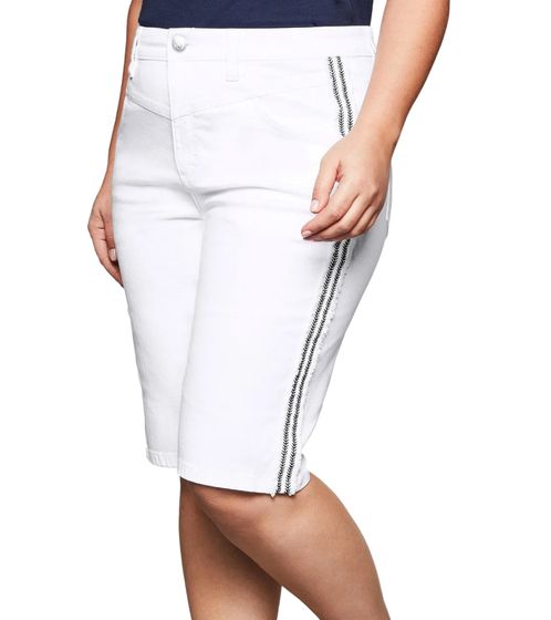 Short en jean femme sheego, pantalon en jean élégant, pantalon en coton, grandes tailles, 135429 Blanc