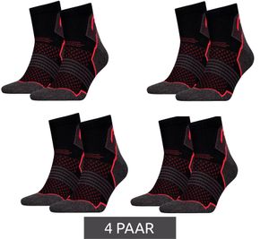 2 paia di calzini da trekking HEAD Hiking Quarter da uomo e da donna, calzini da trekking imbottiti, 701219909 002 035 Nero/Rosso