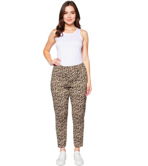 sheego Women's Jogger-Style Stretch Pants with Glittery All-Over Print 134893 Beige/Green
