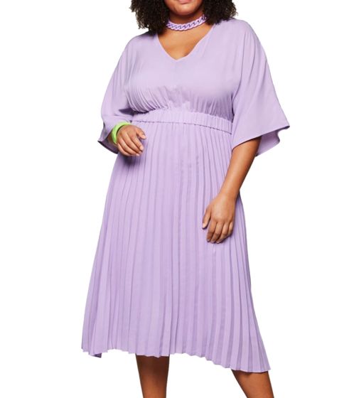 sheego Women's Summer Dress with Pleated Skirt, Plus Size Evening Dress 135377 Purple
