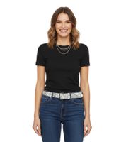 Cintura HIM Rockband da donna, taglia unica, 100 cm, cintura in vera pelle con motivo all-over, BT106248HIM3, bianco/nero Cintura HIM Rockband da donna, taglia unica, 100 cm, cintura in vera pelle con motivo all-over, BT106248HIM3, bianco/nero