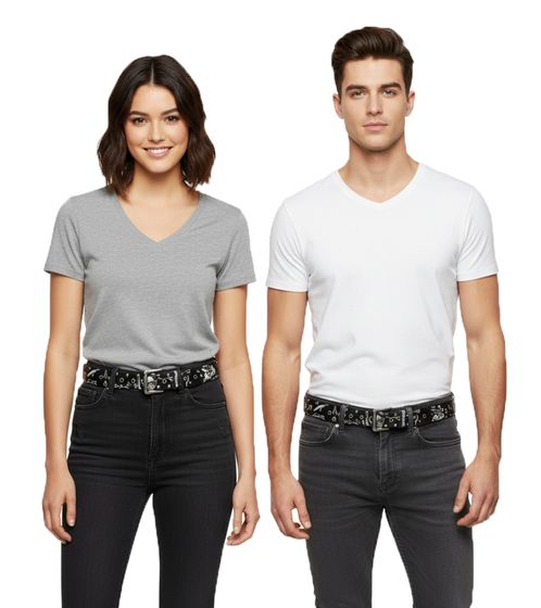 Cintura Motörhead da donna o uomo, taglia unica, 100 cm con logo, cintura casual BT104890MTR, nero/grigio Cintura Motörhead da donna o uomo, taglia unica, 100 cm con logo, cintura casual BT104890MTR, nero/grigio