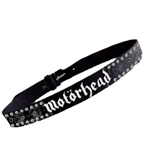Motörhead Belt for Women or Men, One Size, 100 cm with Logo Lettering, Casual Belt BT104890MTR, Black/Gray