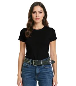 Black Labels Society Gürtel der Heavy-Metal-Band für Damen und Herren 100cm mit Nieten und Schriftzug Freizeit-Gürtel Schwarz/Weiß