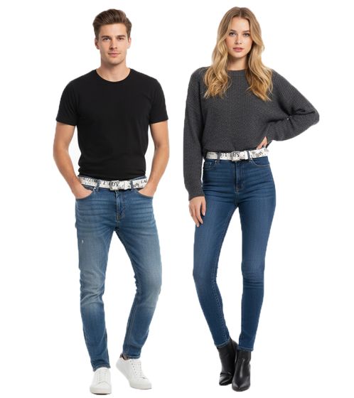 Cintura in pelle con scritta Fall Out Boy Rock Band, cintura casual, BT103233FOB3, bianca Cintura in pelle con scritta Fall Out Boy Rock Band, cintura casual, BT103233FOB3, bianca