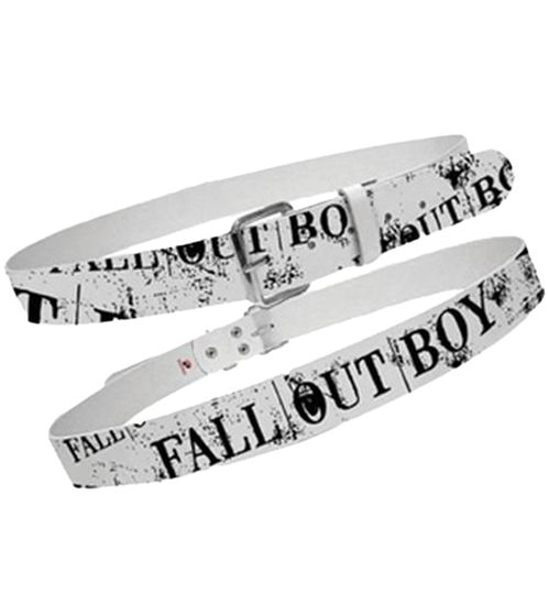 Fall Out Boy Rock Band Leather Belt with Fall Out Boy Lettering, Casual Belt, BT103233FOB3, White