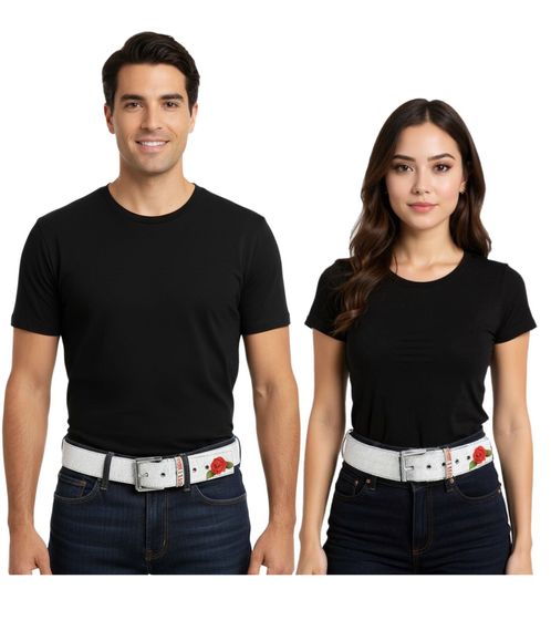 Cintura Guns N' Roses in stile vintage, taglia unica, 100 cm, con logo, cintura casual, BT104882GNR, bianco Cintura Guns N' Roses in stile vintage, taglia unica, 100 cm, con logo, cintura casual, BT104882GNR, bianco