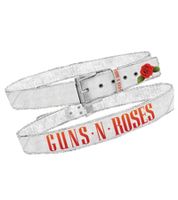 Cintura Guns N' Roses in stile vintage, taglia unica, 100 cm, con logo, cintura casual, BT104882GNR, bianco Cintura Guns N' Roses in stile vintage, taglia unica, 100 cm, con logo, cintura casual, BT104882GNR, bianco