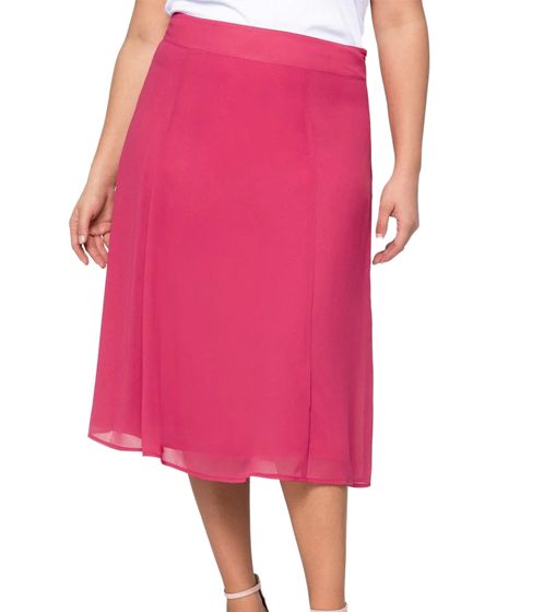 sheego Women's Skirt with a Slightly Flared Chiffon Skirt Plus Sizes 127158 Pink