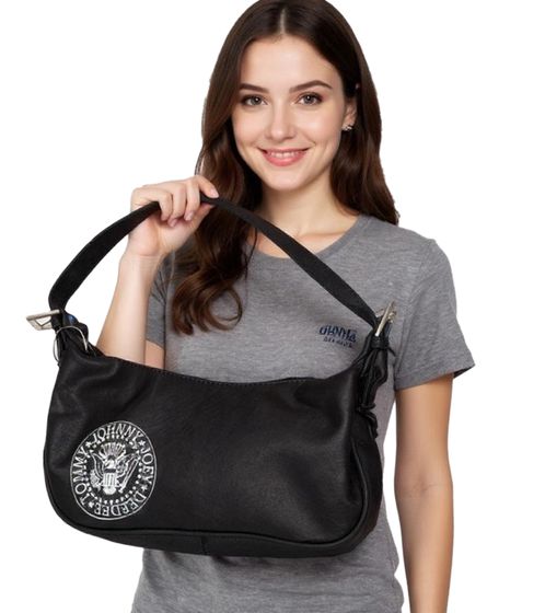 RAMONES Punk Rock Band Shoulder Bag Women's Handbag with Wide Strap LM108440RAMO Black/Gray