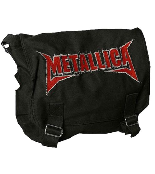Borsa a tracolla con logo Metallica Heavy Metal Band, borsa a tracolla per laptop, fan merchandise MB125101MET Nero/Rosso