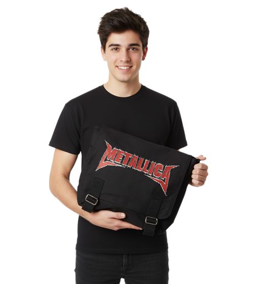 Metallica Heavy-Metal-Band Umhänge-Tasche Messengerbag Laptop-Tasche Fan-Artikel MB125101MET Schwarz/Rot