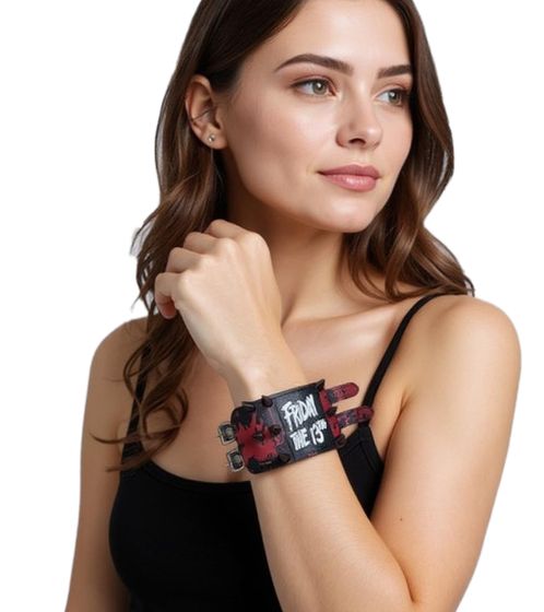 Friday the 13th Bracelet Rock Band with Metal Spikes Fan Merchandise Arm Jewelry WB104747FTT3 Black